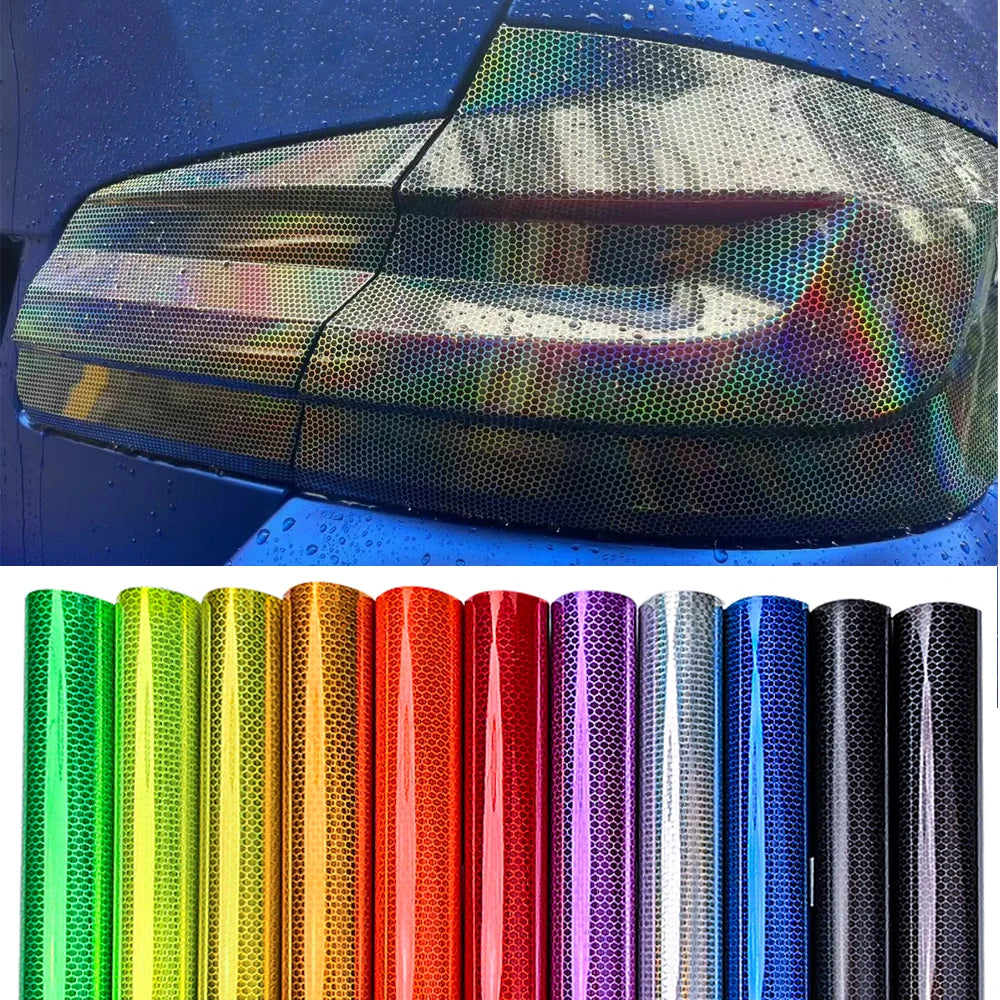 Car Headlight Taillight Honeycomb Vinyl Wrap Tint Film 30x100cm - image 4