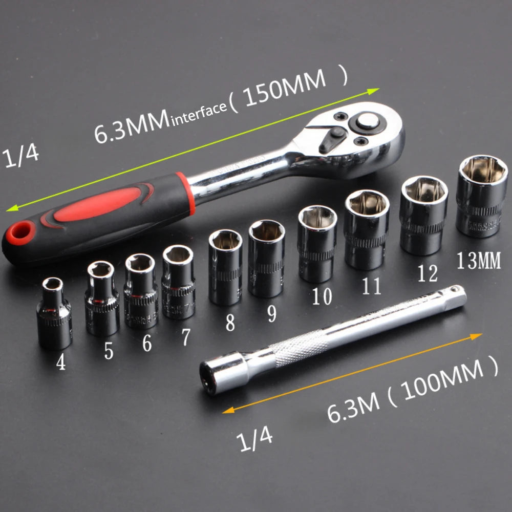 12 Pcs Wrench Socket Set Motorcycle Bicycle Car Boat Auto Repair Bike Tool Kit