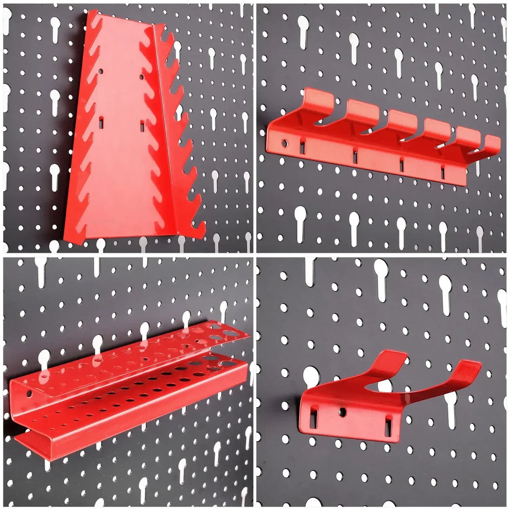Board Wall Organizer 120x60cm Panel Metal Pegboard Garage Wall Pegboard Tool Storage Kit&17pcs Accessories for Workbench, Garage