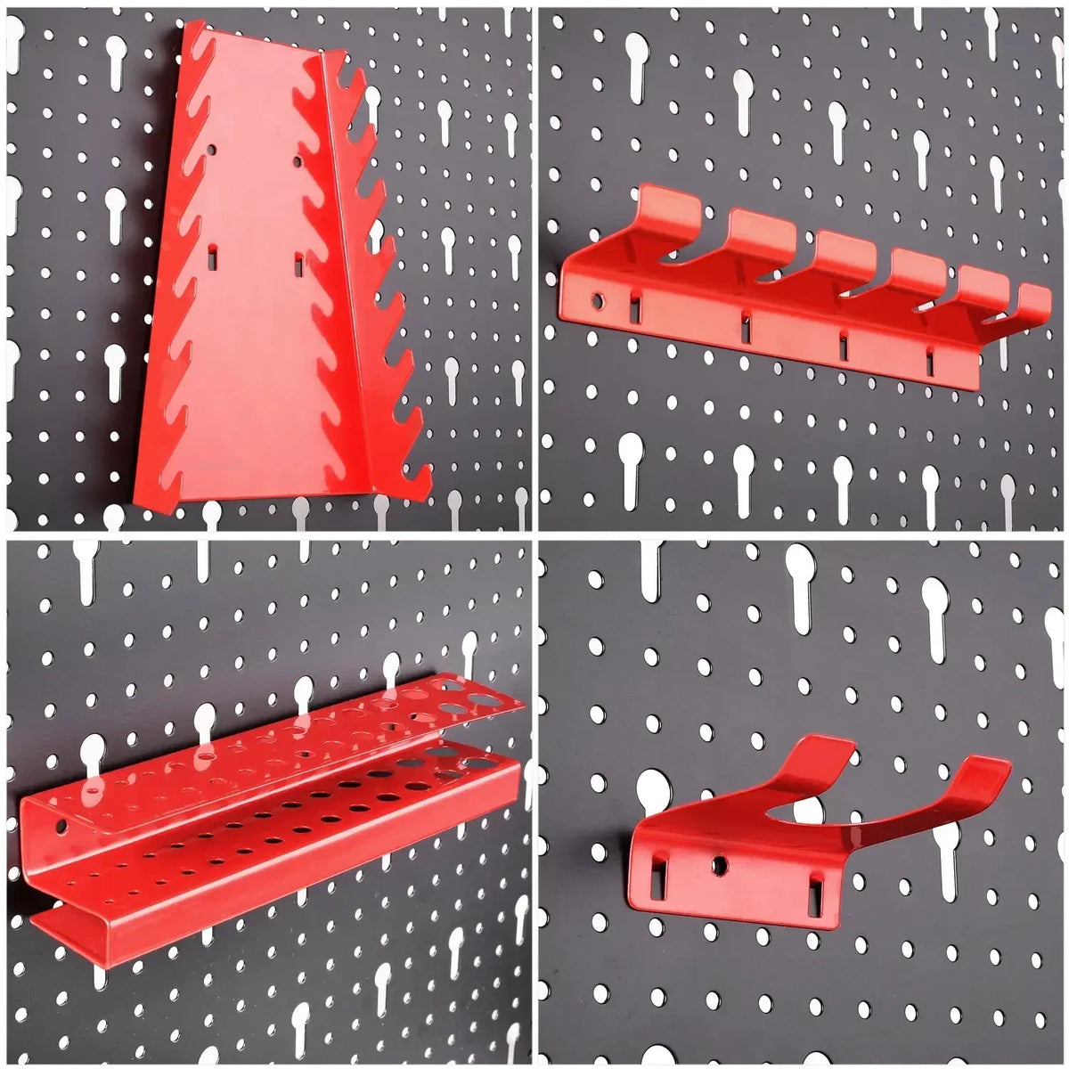 Board Wall Organizer 120x60cm Panel Metal Pegboard Garage Wall Pegboard Tool Storage Kit&17pcs Accessories for Workbench, Garage