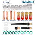 30Pcs TIG Welding Torch Accessories 2.4mm 3/32" Stubby Gas Lens Pyrex Glass Cup Nozzle Kit  For WP-17/18/26 Soldering Supplies