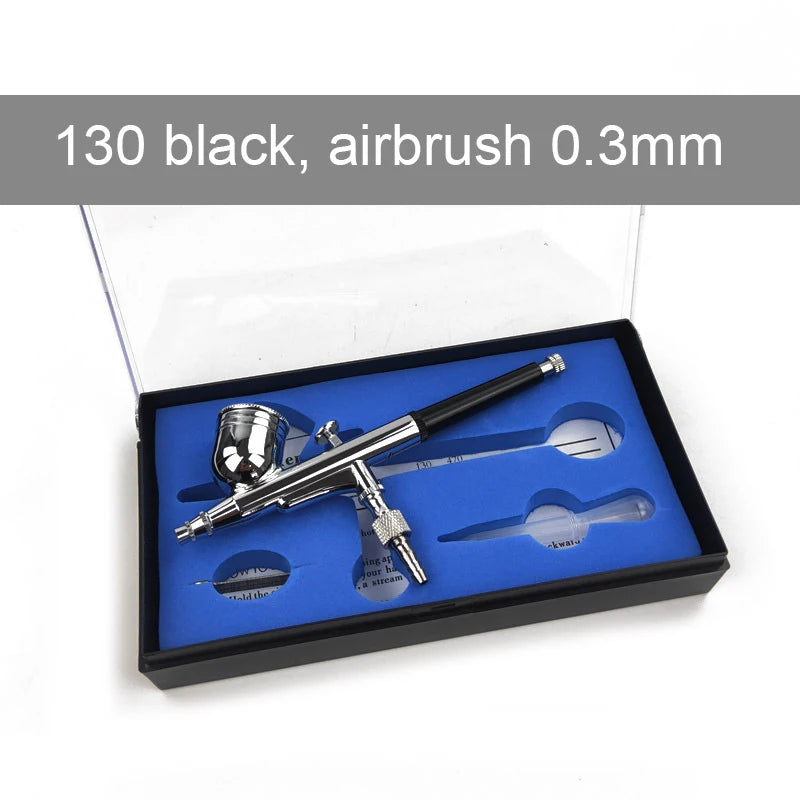 Dual-Action Airbrush Kit Gravity Feed Spray Gun 0.3mm 0.5mm for Nail Model Makeup