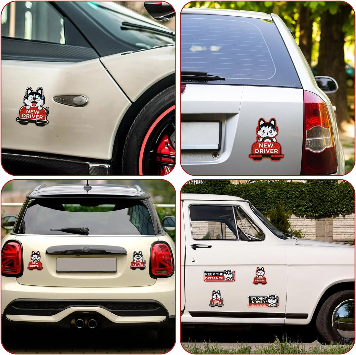 Reflective Cartoon Cat Student Driver Car Magnets (4 Pack) - image 3