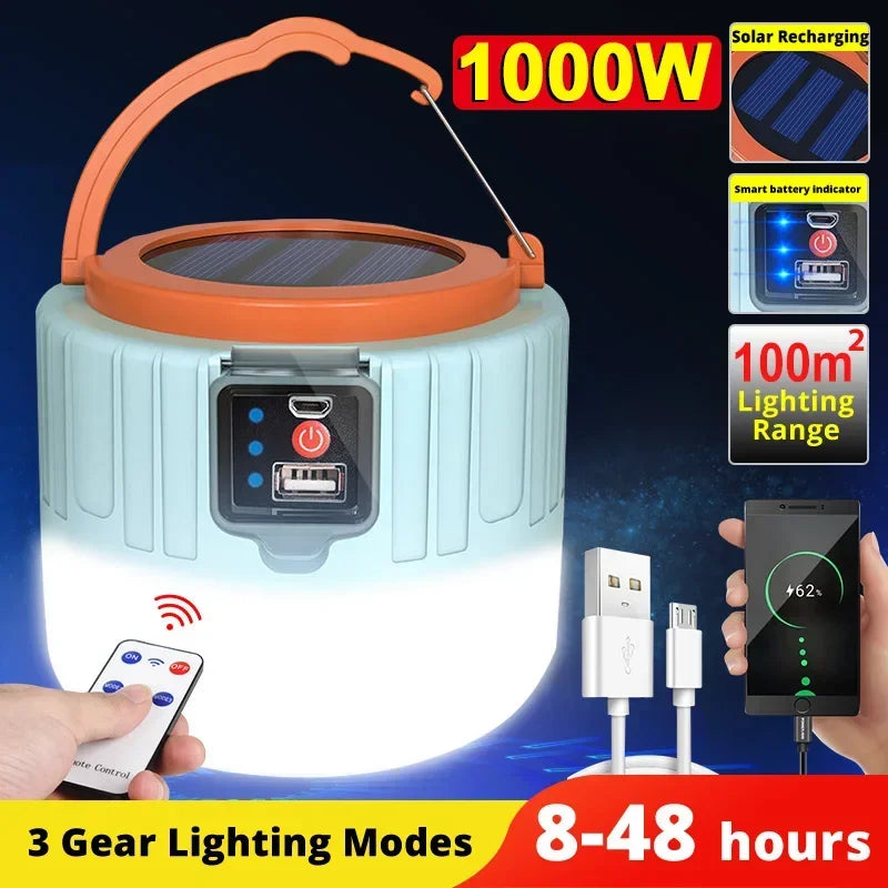Rechargeable LED Camping Lantern & Power Bank with Remote Control