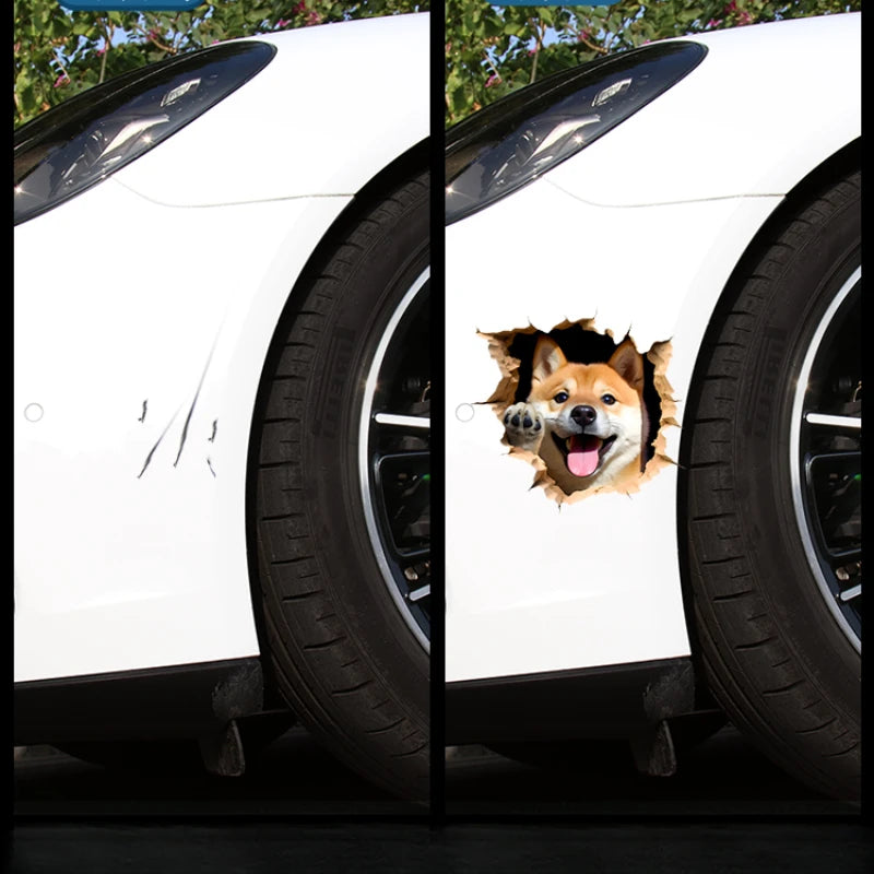 3D Dog Car Sticker, Waterproof Window and Bumper Scratch Cover Decal - view 3