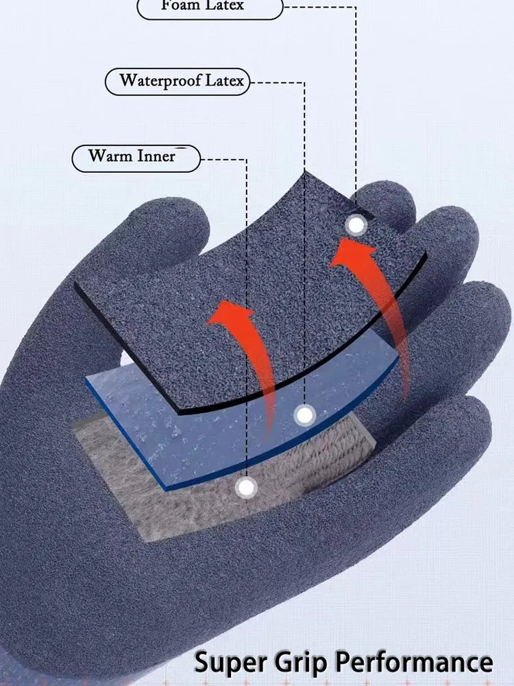 Winter Thermal Work Gloves – Waterproof Double Latex Coated