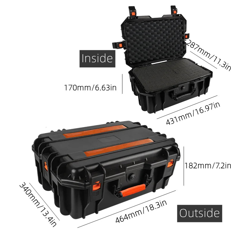 Large ABS Waterproof Hard Carry Case Tool Box on Wheels Safety Instrument Trolley
