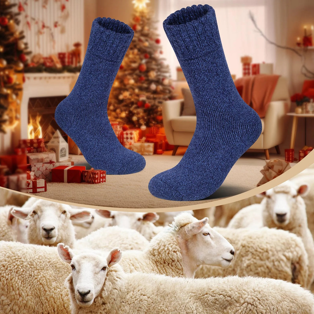 3-Pair Thick Wool Work Socks – Warm Thermal for Cold Weather