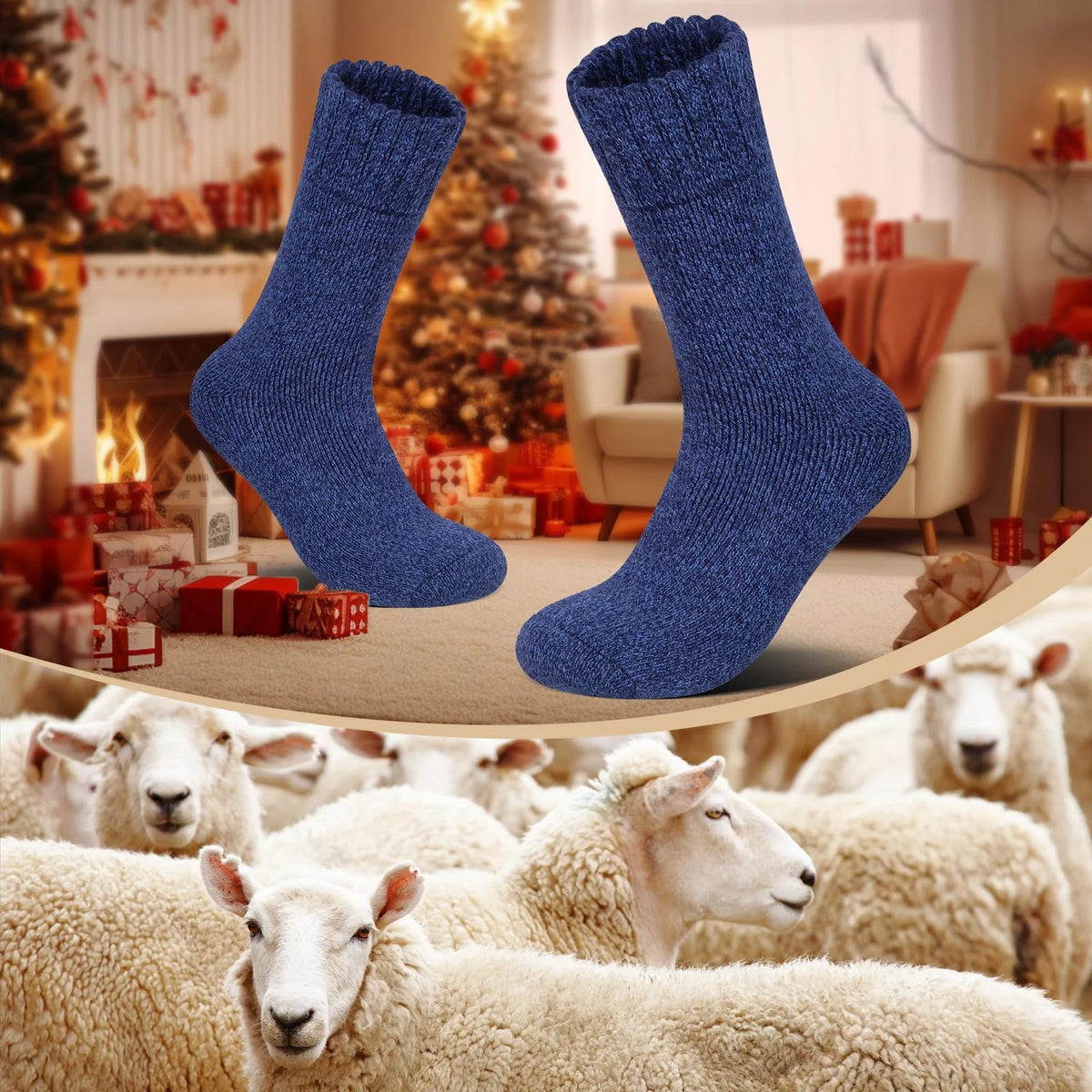 3-Pair Thick Wool Work Socks – Warm Thermal for Cold Weather