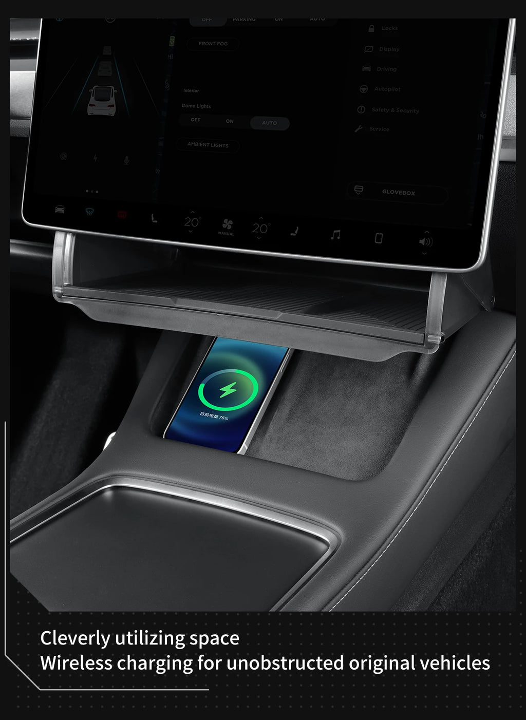 Under Screen Hidden Storage Box for Tesla Model Y 2024