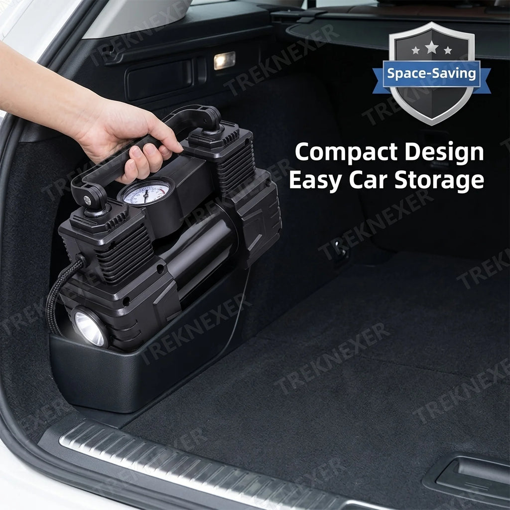 Tire Inflator Portable Air Compressor for Car Tires, 12V DC Auto Tire Pump with Digital Pressure Gauge, Emergency LED Light