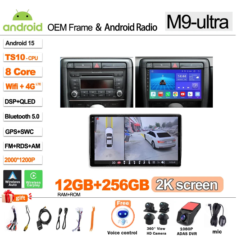 Android 16 9'' Car Radio for Audi A4/S4/RS4 2002-2009 CarPlay - image 19