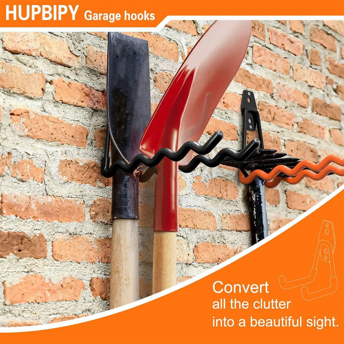 Garage Utility Hooks – Garden Tool Wall Organizer