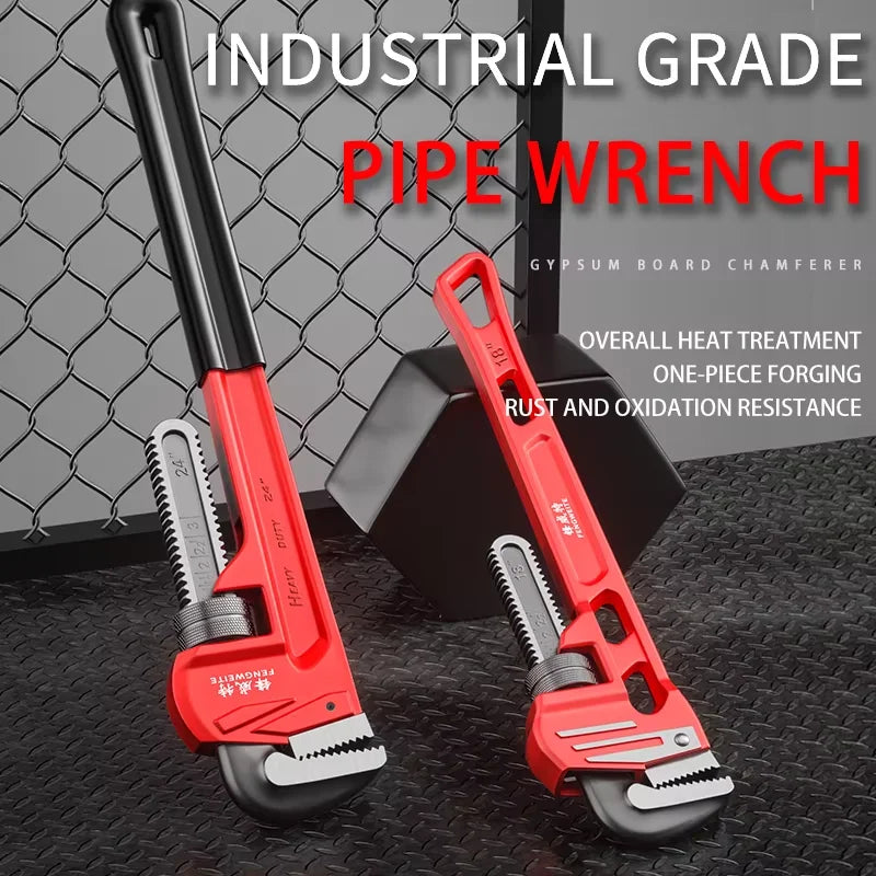 Heavy duty pipe wrench, adjustable pipe wrench, solid jaws and I-beam handle, pipe wrench, industrial wrench