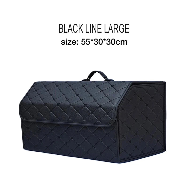 Large Capacity Folding Leather Car Trunk Organizer Box Multiuse Tool Storage Bag