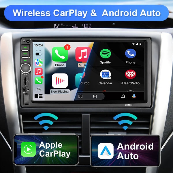 7-Inch Wireless CarPlay and Android Auto Car Stereo with Backup Camera Input