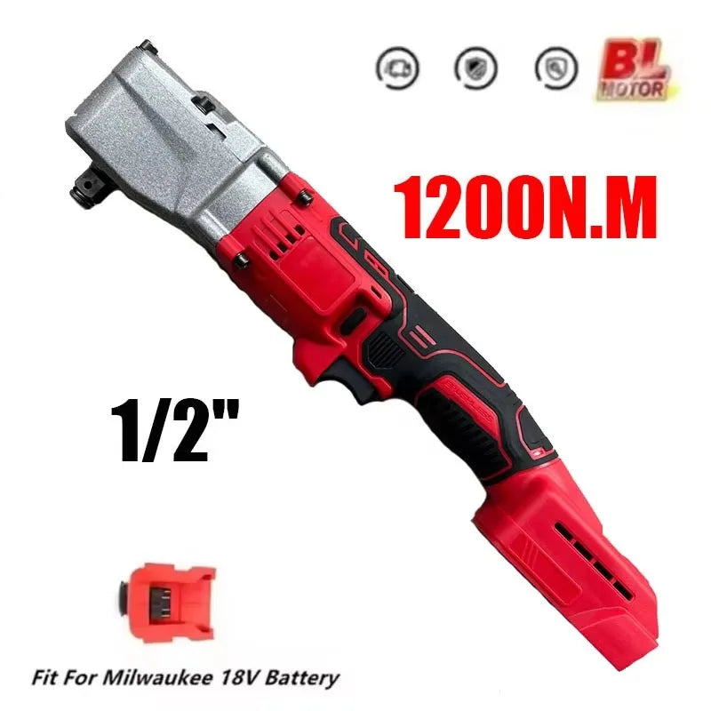 Cordless Ratchet Wrench 1/2" 1200N.m Brushless for Milwaukee 18V