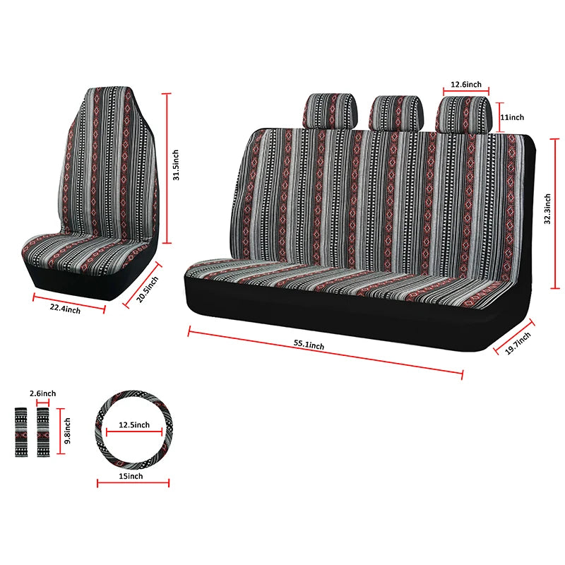 Baja Blanket Car Seat Cover Set with Steering Wheel Cover