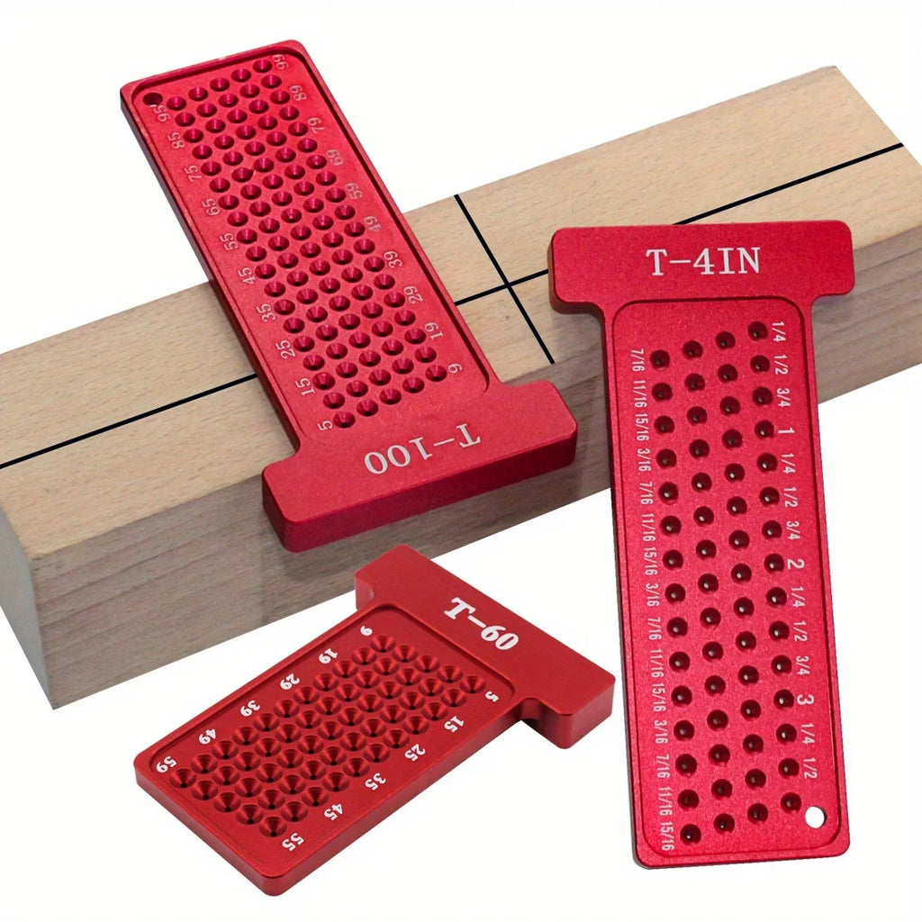 Aluminum Woodworking Scribe T-Square Ruler, Metric Inch Marking Gauge - image 3
