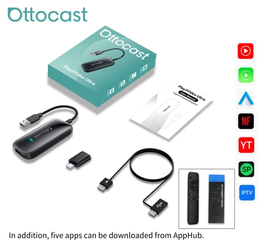 OTTOCAST Play2Video Ultra Wireless CarPlay AI Box Netflix YouTube - image 9