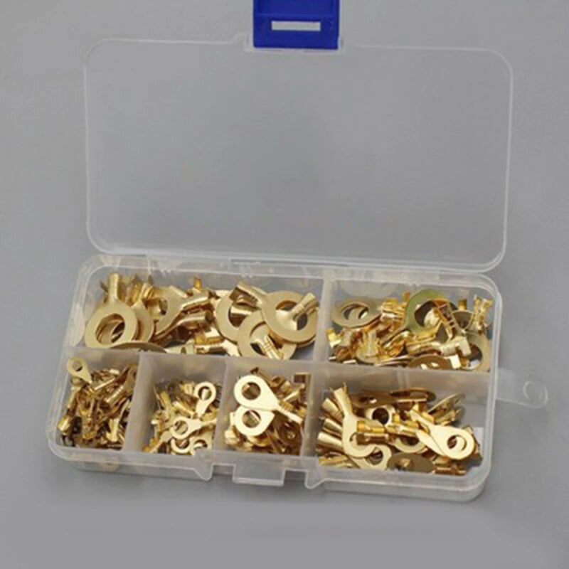 Non-insulated Assortment Kit M3/M4/M5/M6/M8/M10 Ring Lugs Eyes Copper Crimp Terminals Cable Lug Wire Connector