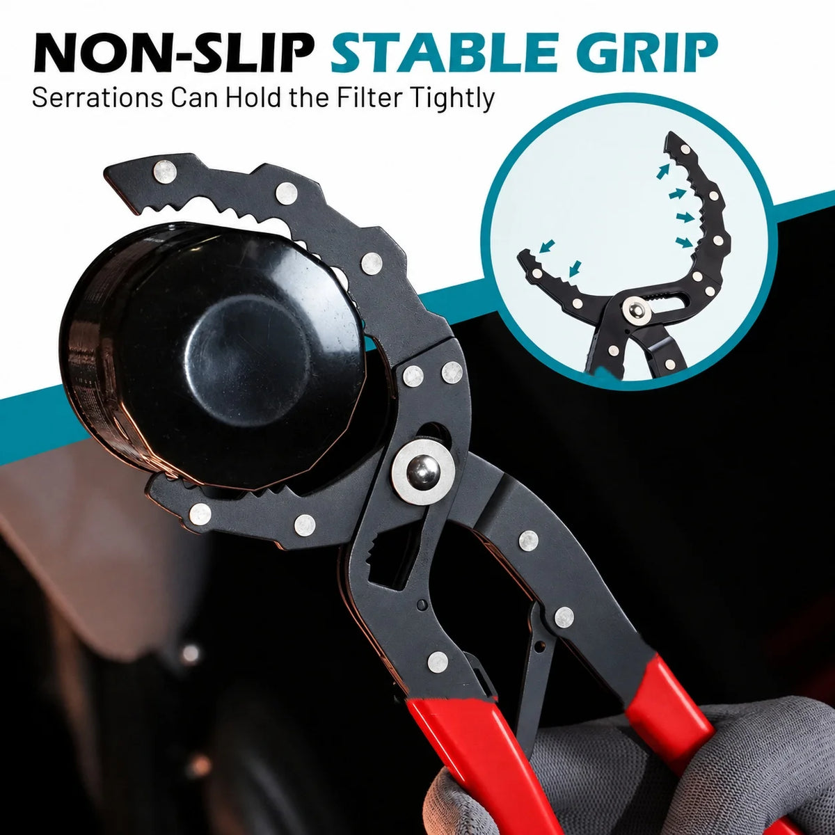 1pc Oil Filter Wrench Quick Adjustable 12" Oil Filter Pliers One-Hand Use Oil Filter Removal Tool for Cars Motorcycles & Trucks