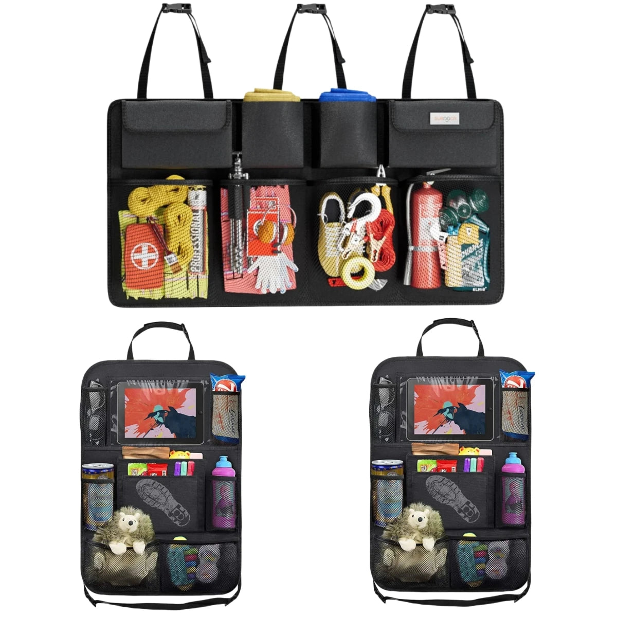 Car Organizer Backseat Hanging Organizer Kit With Large Storage Bag Super Capacity Trunk Organizer For SUV Truck Van Save Space