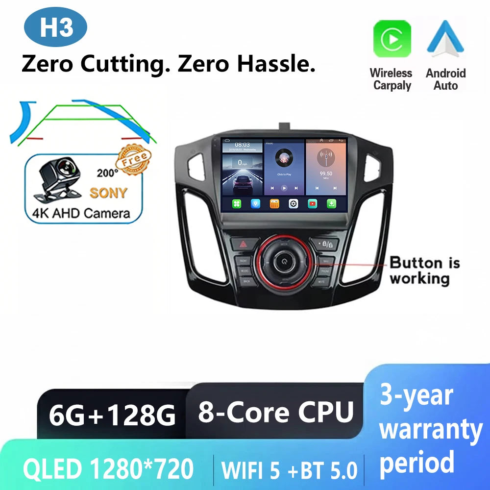 Ford Focus 3 Android Car Stereo with GPS, CarPlay & 9" Touchscreen - image 9