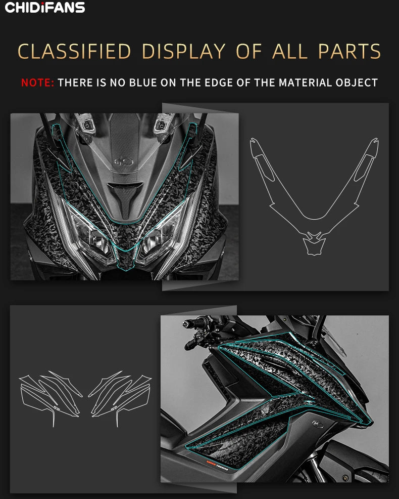Forged Carbon Look Fairing Sticker Kit for Kymco AK550 - view 8