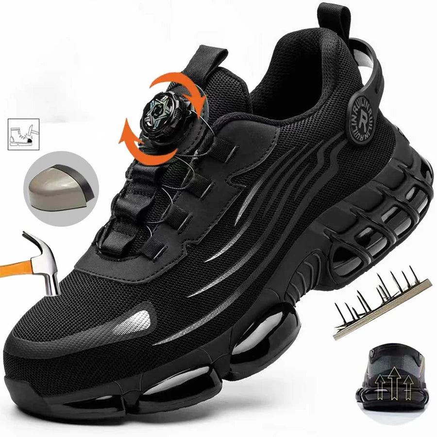 Lightweight Steel Toe Work Shoes with Rotating Buckle