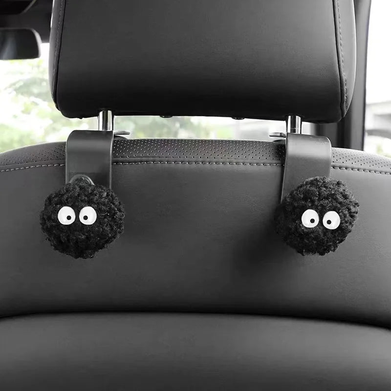 Car Hook Cute Coal Ball Multi Function Car Seat Back Hook Sticky Hook for Vehicle Interior