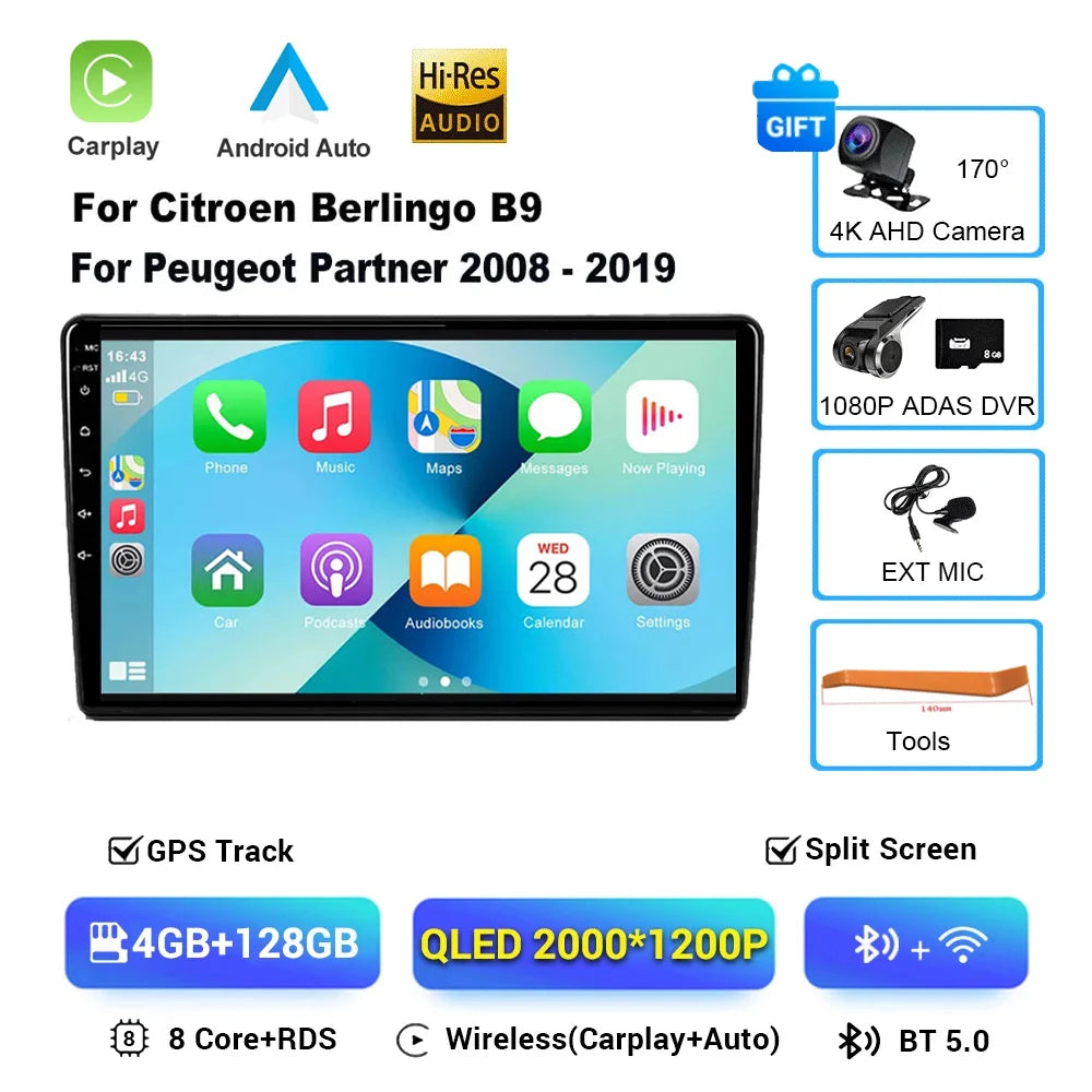 9" Android 16 Car Radio + CarPlay for Citroen Berlingo/Peugeot Partner - image 17