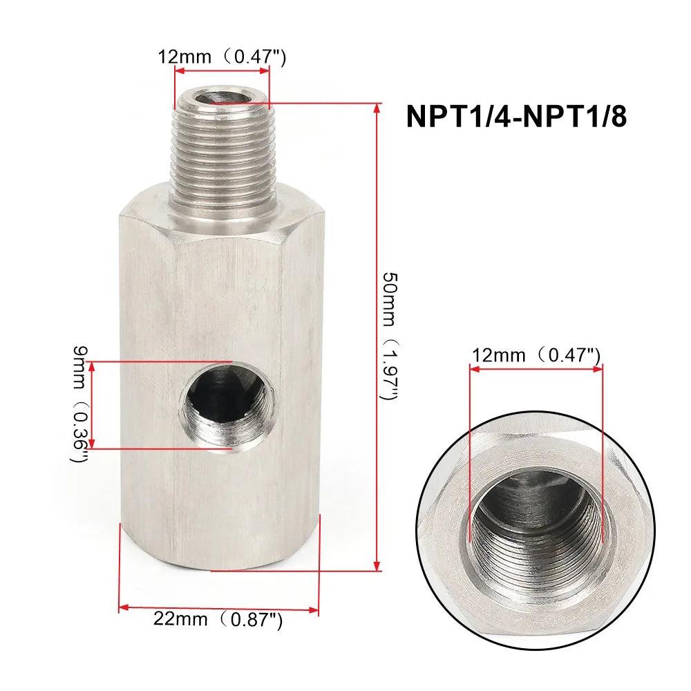 Universal Oil Pressure Sensor Adapter for 1/8 NPT, M10, M12, M14 - image 3