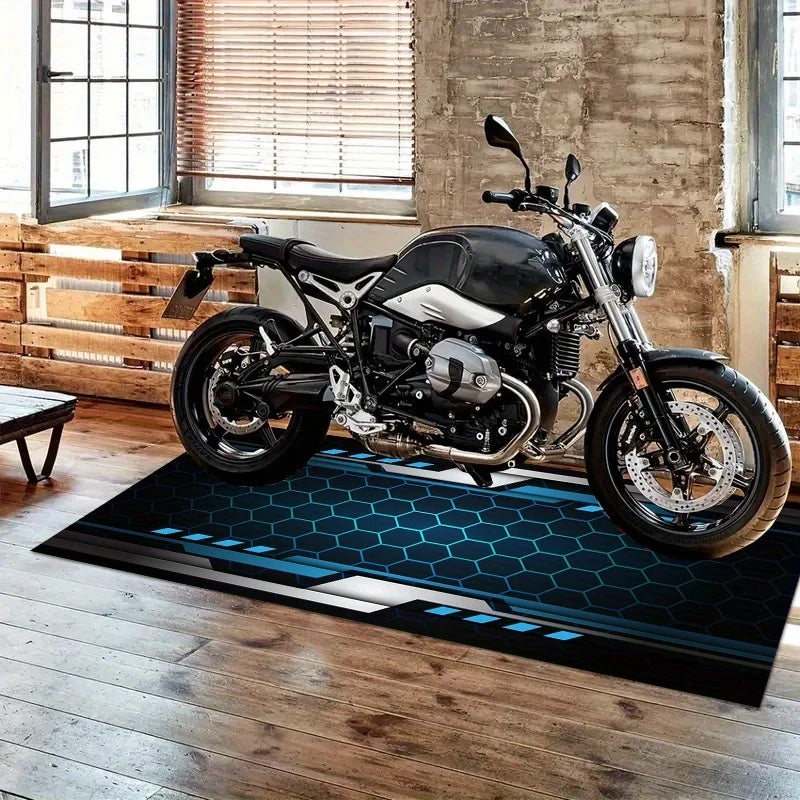 Motorcycle Garage Floor Mat Racing Display Oil and Wear Resistant Carpet for Workshop