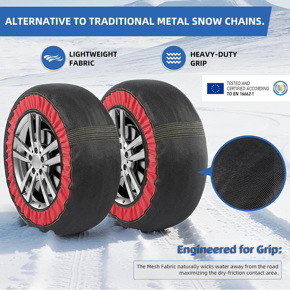 Emergency Tire Chain Snow Socks Winter Anti-skid Chains Car Wheel Snow Chains Safety Car Accessory for Car/SUV/Sports Car Tire