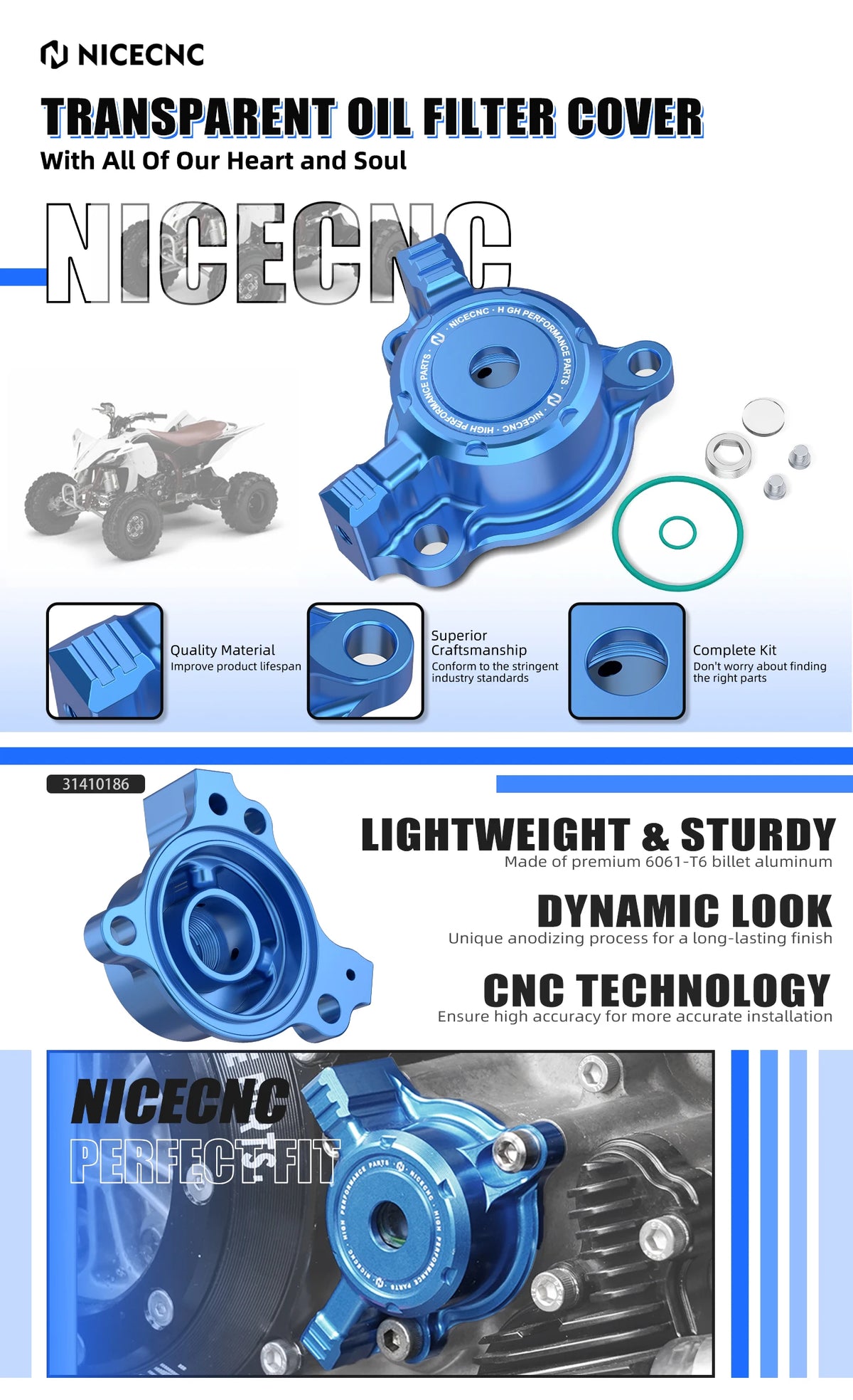 Transparent Aluminium Oil Filter Cover for Yamaha YFZ450R 2009-2024 - view 7
