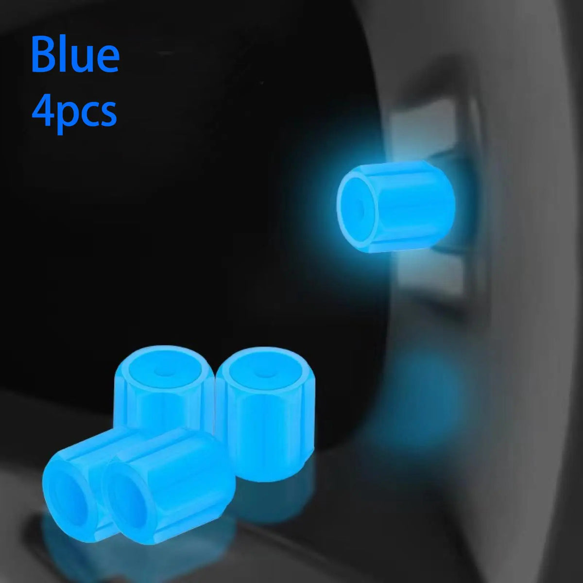 Glow in the Dark Tire Valve Stem Caps, Set of 4