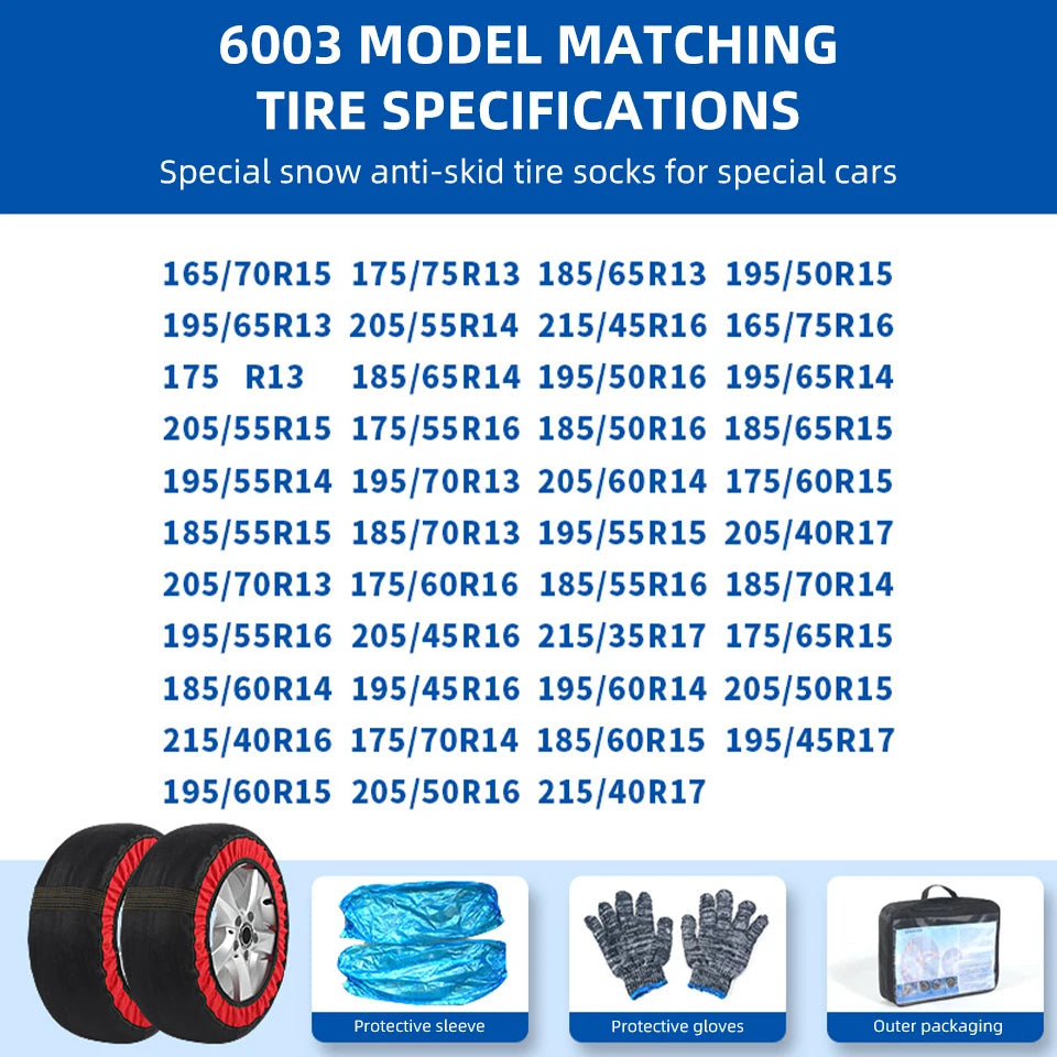 Emergency Tire Chain Snow Socks Winter Anti-skid Chains Car Wheel Snow Chains Safety Car Accessory for Car/SUV/Sports Car Tire