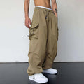 Men's Casual Cargo Pants Fashion Streetwear Classic Man Straight Wide-leg Pants Drawstring Workwear Trendy Loose Cargo Trousers