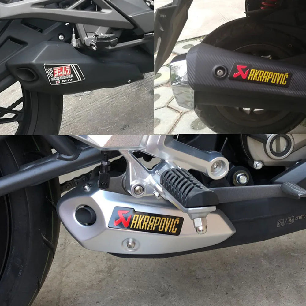 Metal Motorcycle Exhaust Pipe Label Sticker with Lettering Design