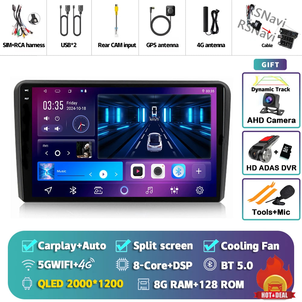 In-Dash Android Auto CarPlay GPS Navigation for Audi A3 2003-2013 - image 21