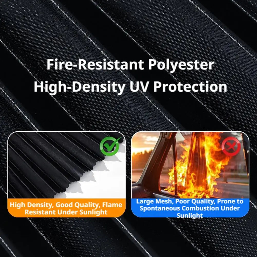 Car Side Window Pleated Sun Shades with Slide Track
