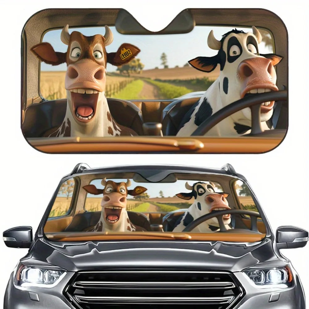 Foldable Windshield Sun Shade with Fun Animal Prints, 55 x 30 in