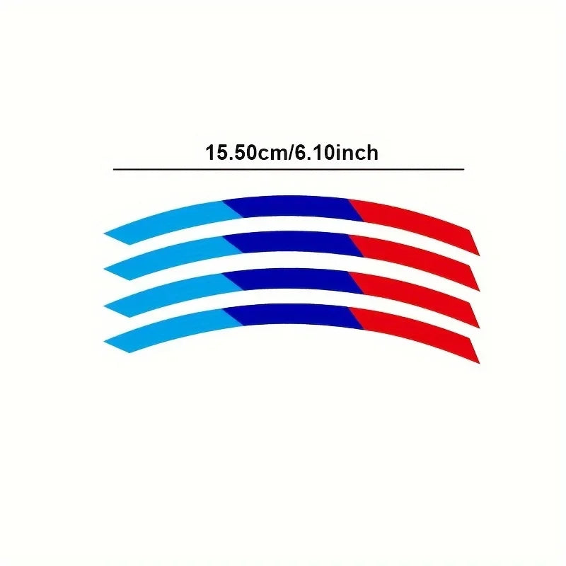 4pc Blue and Red Curved Stripe Decals for Car and Motorcycle - view 4