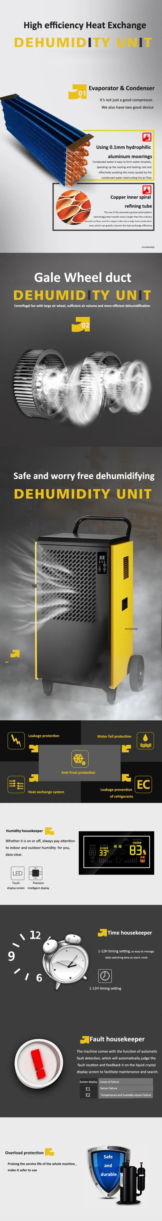 156L/D Dehumidifier Industrial 1250W Dehumidifier Basement Warehouse Workshop Dehumidifier Moisture-proof