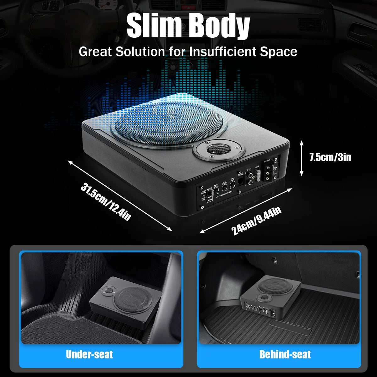8 Inch 200W Slim Under-Seat Powered Subwoofer