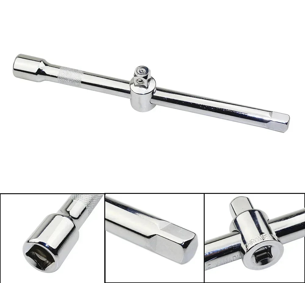 110-300mm T-handle Socket Breaker Bar For Ratchet Driver & Car Repair 1/4" 3/8" 1/2" Drive Impact Socket Sliding Extension Bar