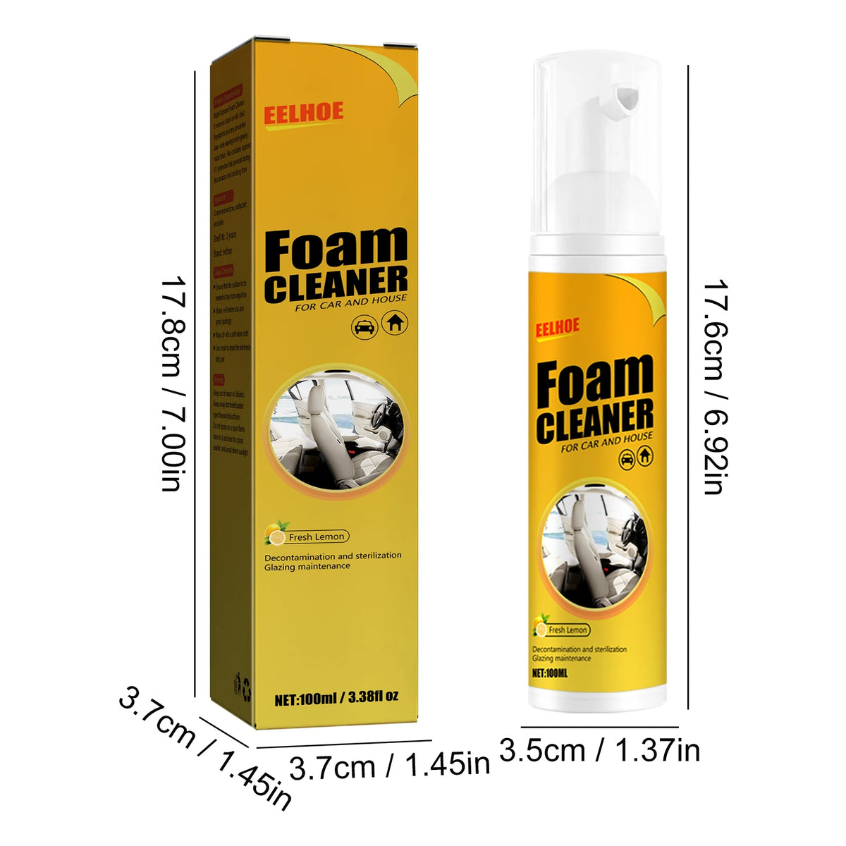 Multi-Purpose Foam Cleaner Spray - Car Interior and Household Cleaner