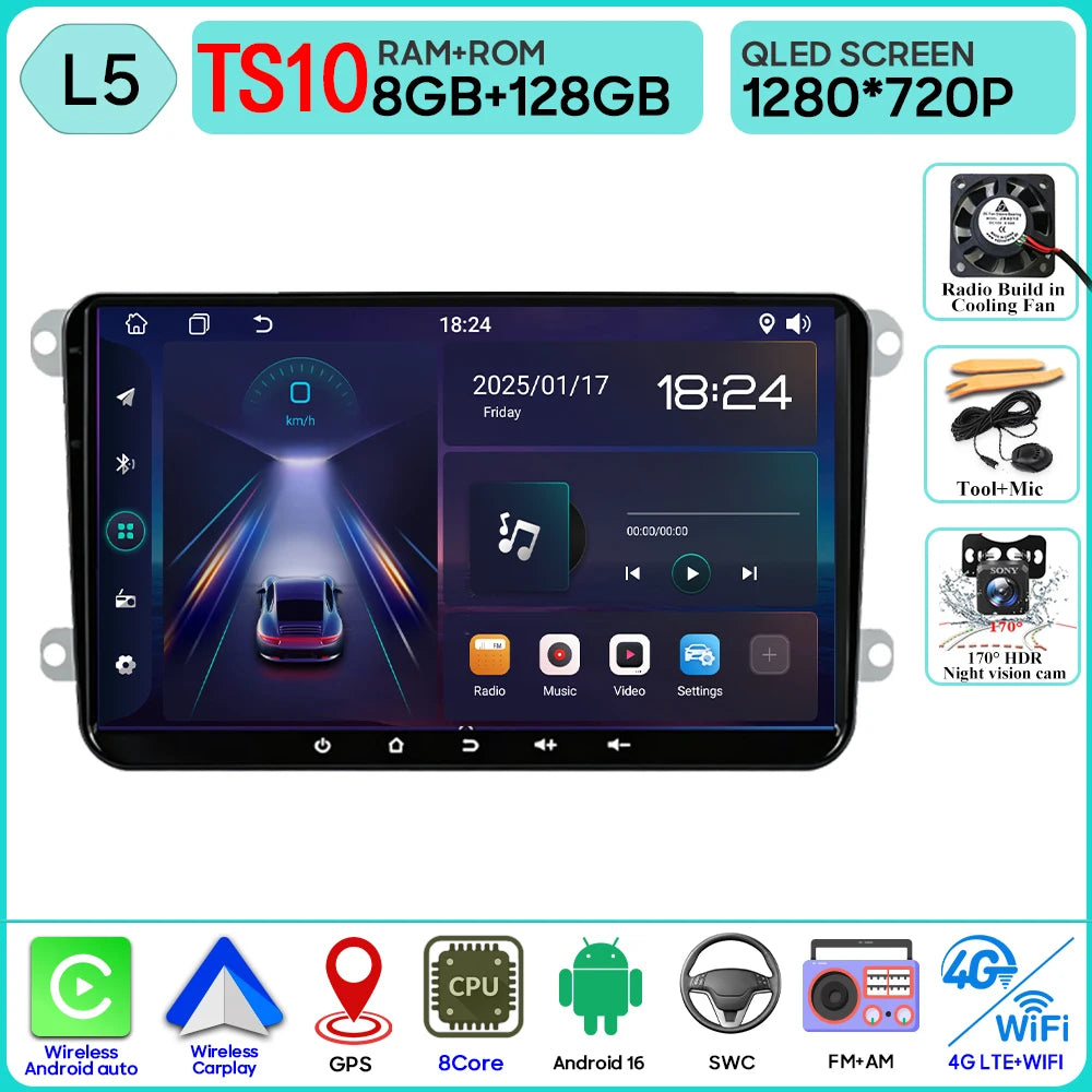 VW 9-Inch Android Car Radio with GPS, CarPlay & Bluetooth - image 7