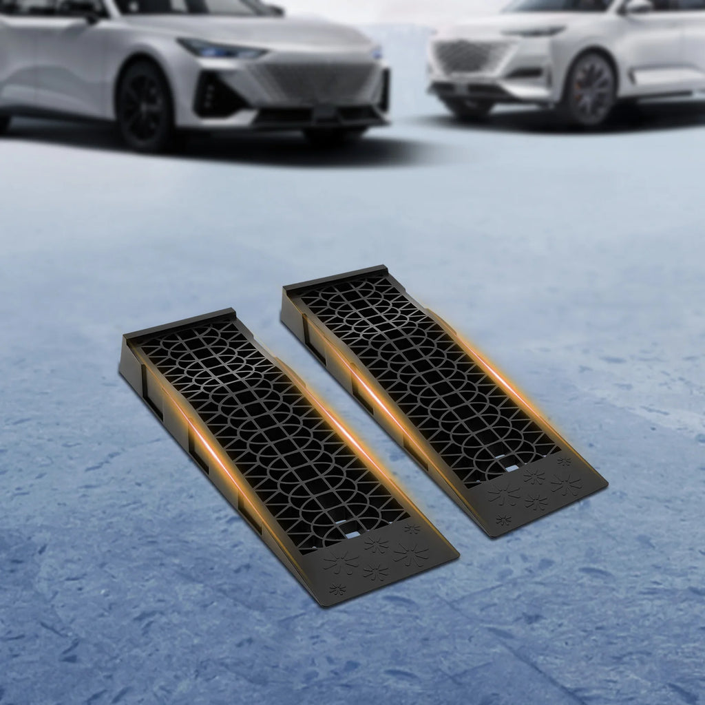 2Pcs Heavy Duty Car Ramps 3T Load Capacity Pair Vehicle Lifting Ramps Plastic Portable Loading Access Ramps Lift